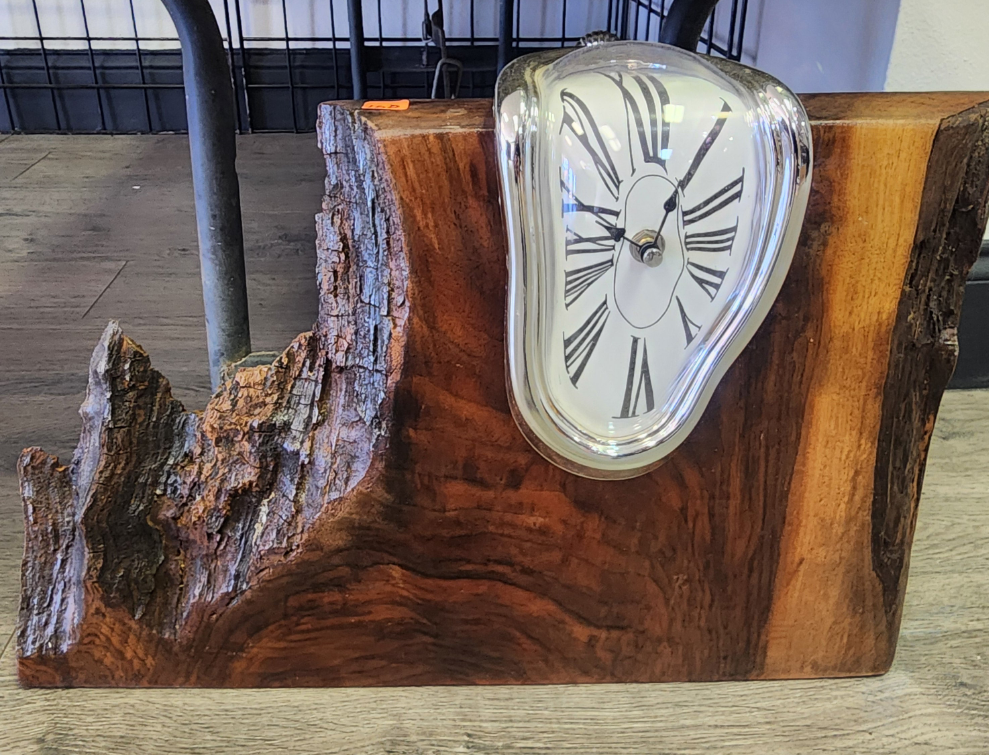 Clock Melted on Wood (shelf)