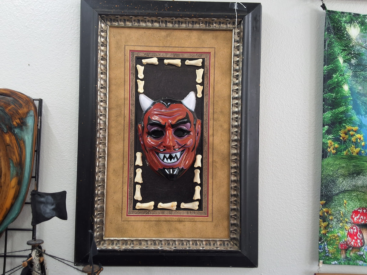 Vintage Devil Mask with Buffalo Bone